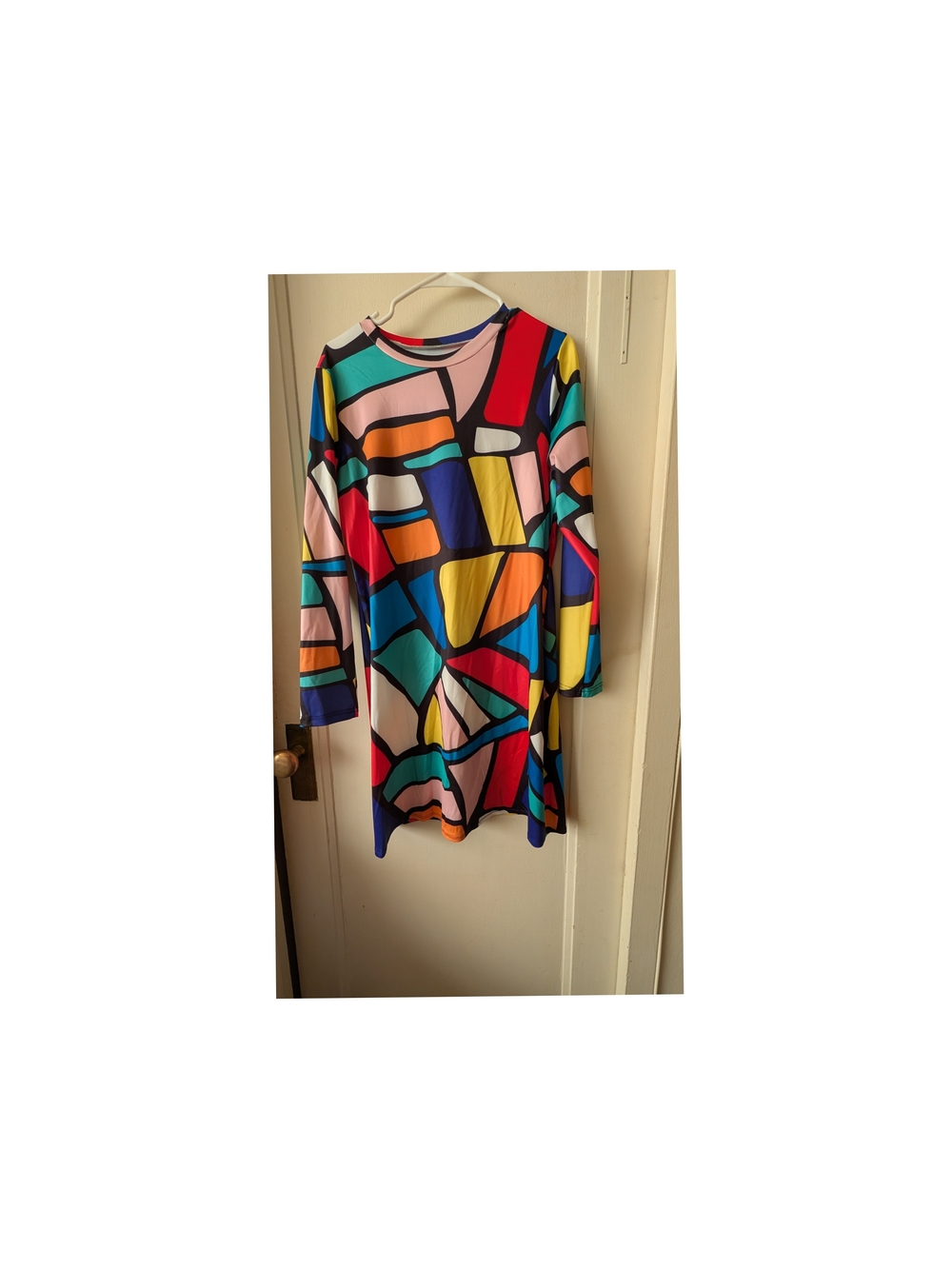 Colorblock Geometric Print Tunic Dress - Multicolor